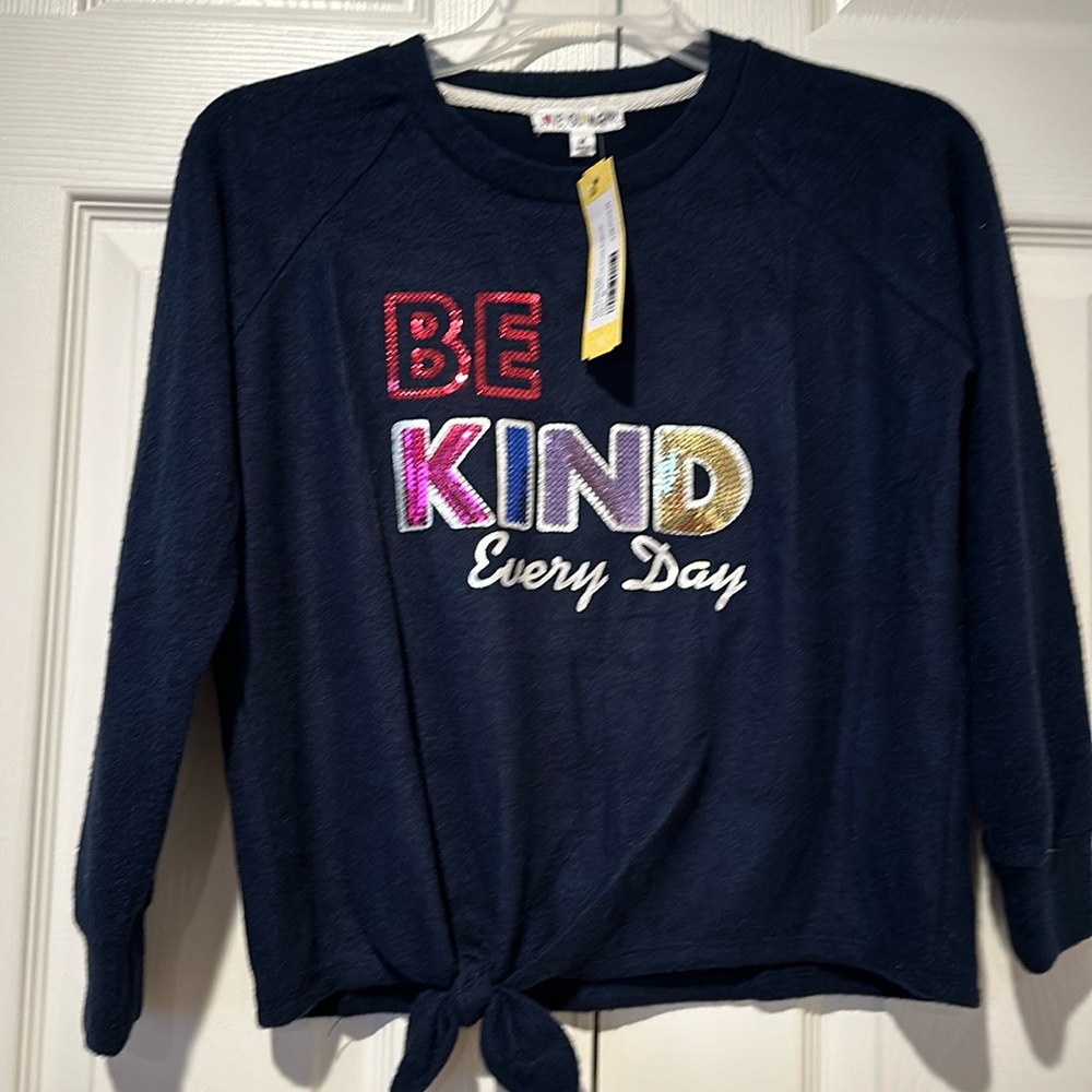 Brand New Never Worn Girls Long Sleeve Tie-Front Sweater